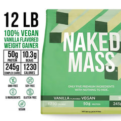 Vanilla Vegan Mass Gainer Supplement | Naked Vegan Mass - 12LB
