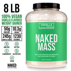 Vanilla Vegan Mass Gainer Supplement | Naked Vegan Mass - 8LB